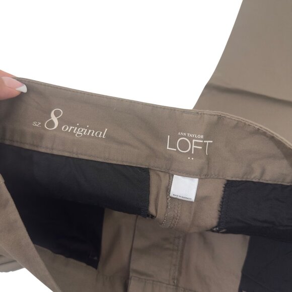 Ann Taylor Loft Womens Sz 8 Original Dark Olive Career Capri Pants Straight Leg - Picture 3 of 10